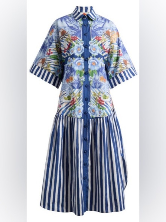 FARM Rio Dresses & Skirts - FARM Rio Fresh Table Scarf Cotton Shirtdress Size L